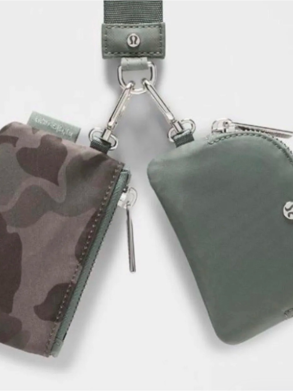 lululemon athleticaSage Green Dual Pouch Belt Bag with Camouflage Accent